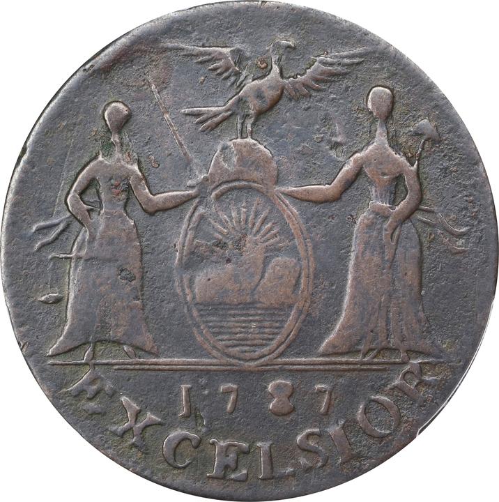 1787 Copper New York, Excelsior, Indian and NY Arms MS BN G4 BN thumbnail 2