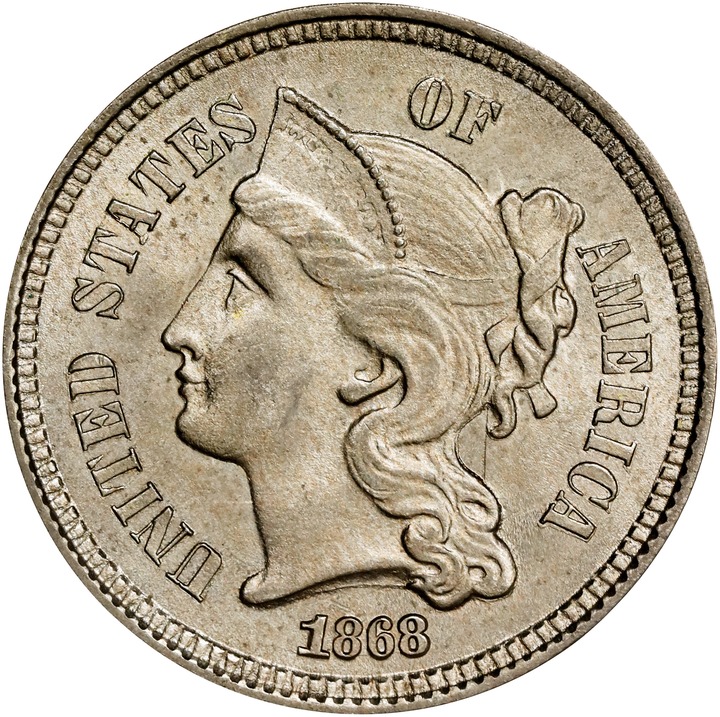 Image for 1868 3cN MS66