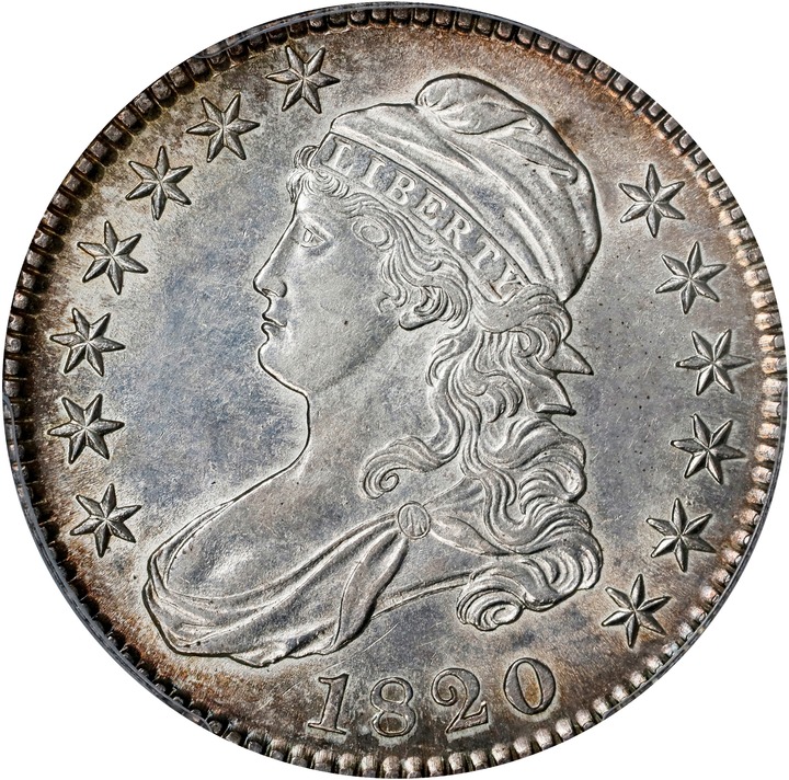 1820 50c Square Base 2, No Knob G6 CAC thumbnail 13
