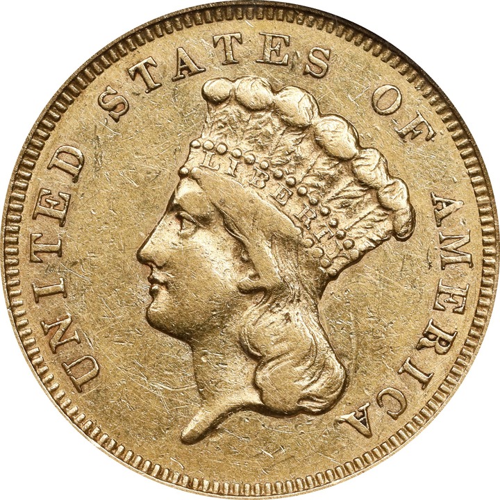 1855-S $3 AU50 thumbnail 3