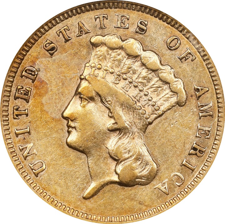 1860-S $3 MS62 CAC thumbnail 22