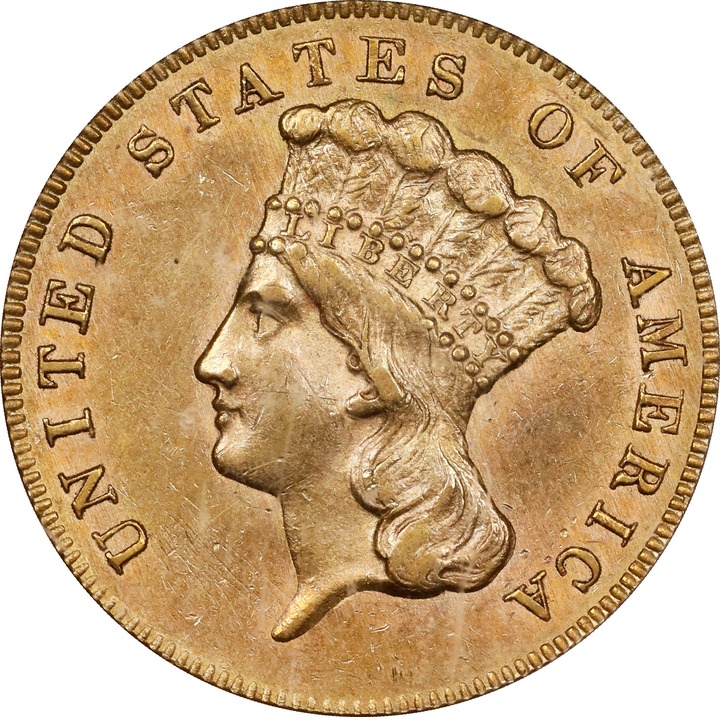 1864 $3 AU55 thumbnail 3