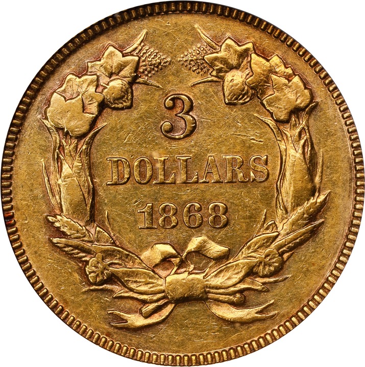 1868 $3 AU55 thumbnail 2