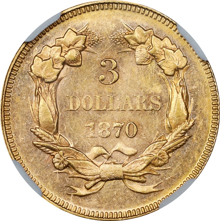 1870 $3 MS61 thumbnail 4
