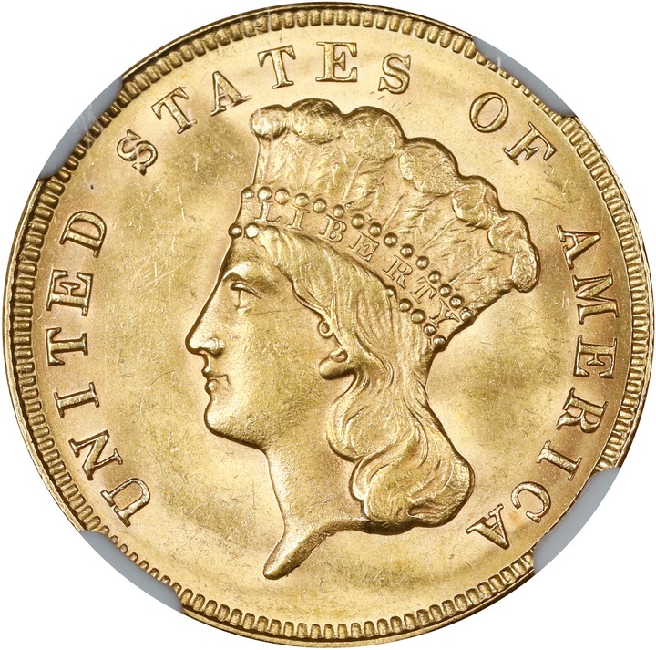 Image for 1874 $3 MS63 CAC