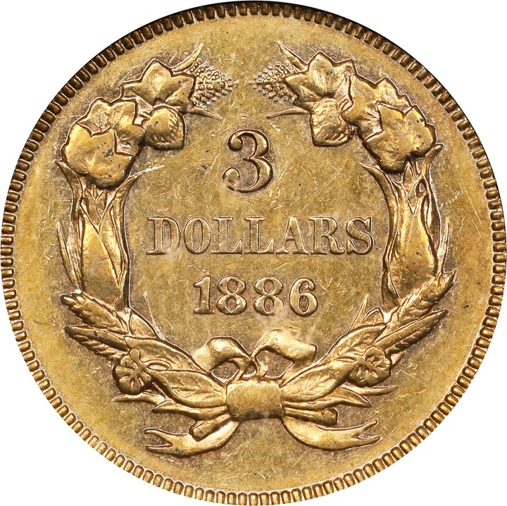1886 $3 AU58 CAC thumbnail 4