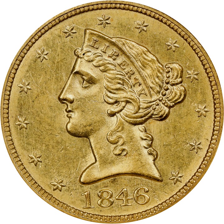 1846 $5  Large Date MS thumbnail 8