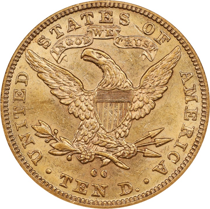 1892-CC $10 AU58 thumbnail 2