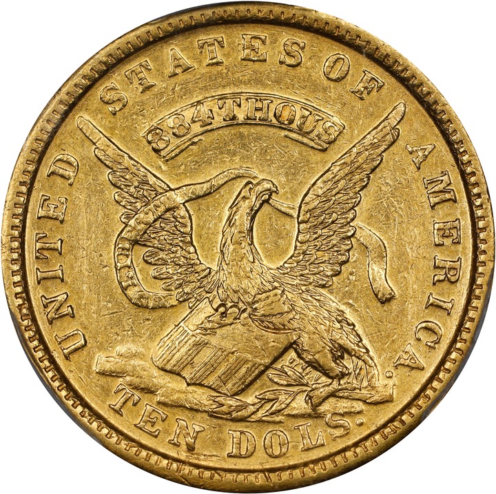 1852 G$10  U.S. Assay Office, Second Reverse, K-12a MS thumbnail 7