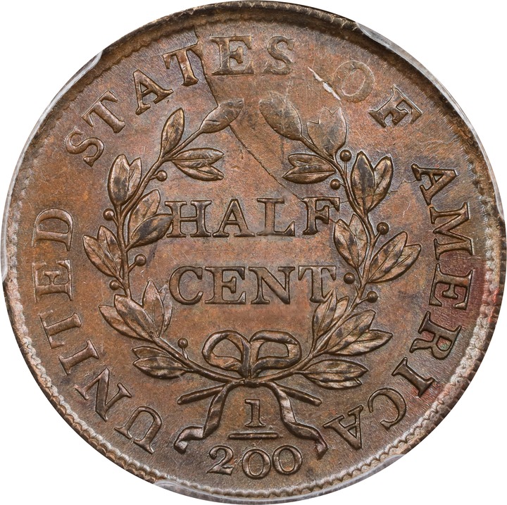 1804 1/2c Crosslet 4, Stems, C-1 MS BN MS64 BN thumbnail 2