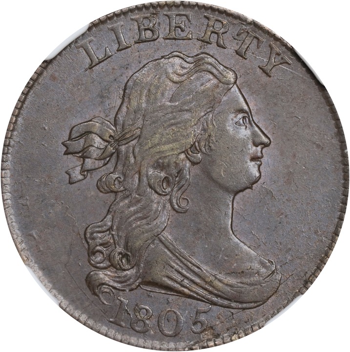 Image for 1805 1/2c Large 5, Stems, C-4 MS BN AU58 BN