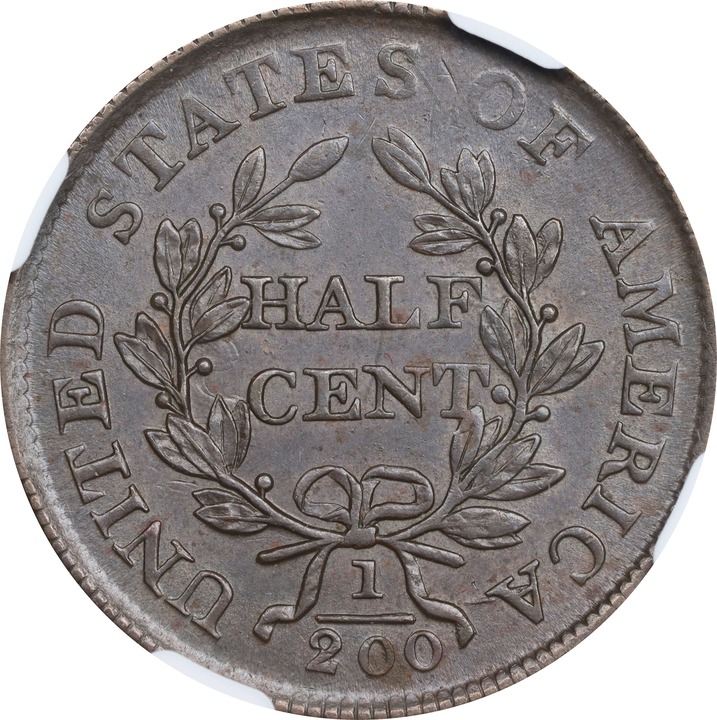 1805 1/2c Large 5, Stems, C-4 MS BN AU58 BN thumbnail 2