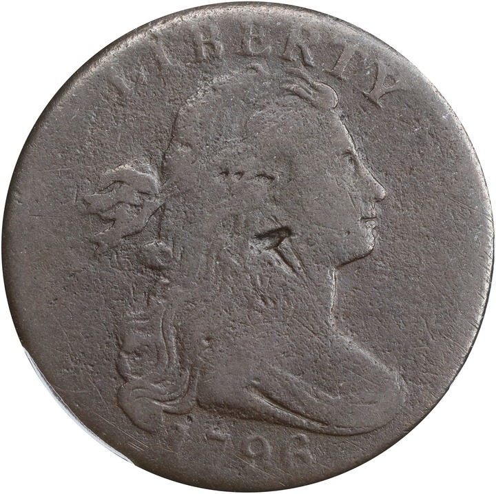 1796 1c Draped Bust, Reverse of 1795, S-95  MS BN thumbnail 2
