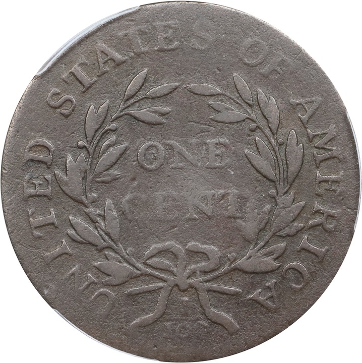 1796 1c Draped Bust, Reverse of 1795, S-95  MS BN thumbnail 3