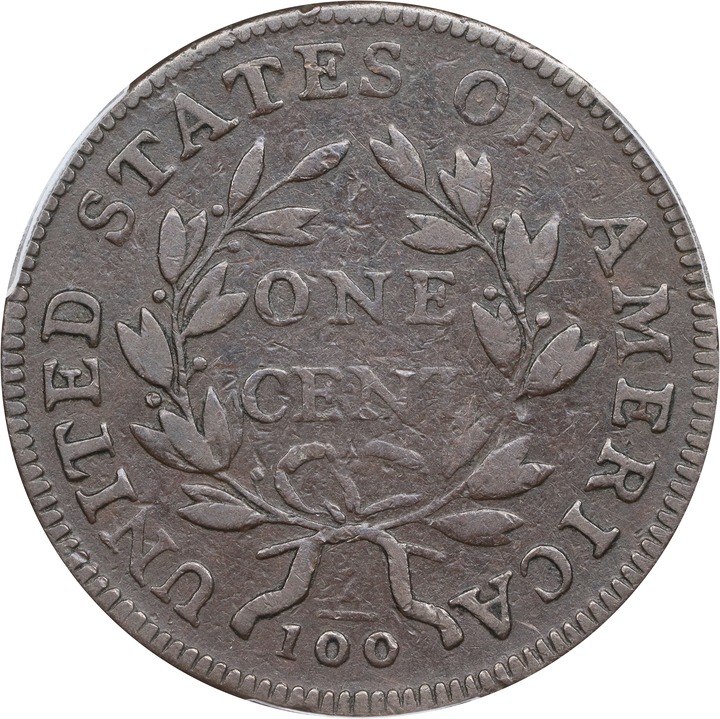 1796 1c Draped Bust, Reverse of 1797, S-113  MS BN thumbnail 3