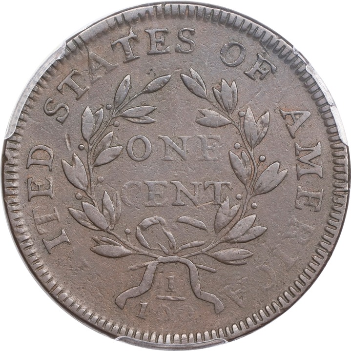 1796 1c Draped Bust, Reverse of 1797, S-114 MS BN thumbnail 5