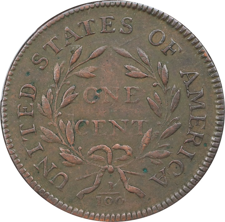 1797 1c Reverse of 1795, Plain Edge, S-120a  MS BN thumbnail 3