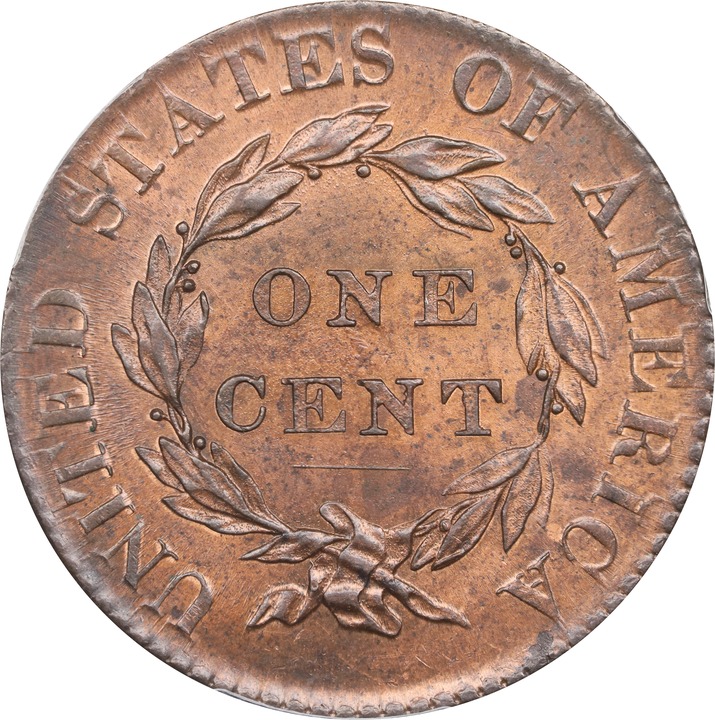 1820 1c Small Date MS RB MS63 RB CAC thumbnail 2