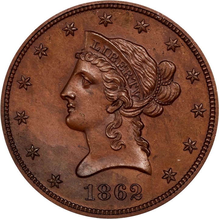 1862 P$10 Copper, J-298 PR BN thumbnail 2