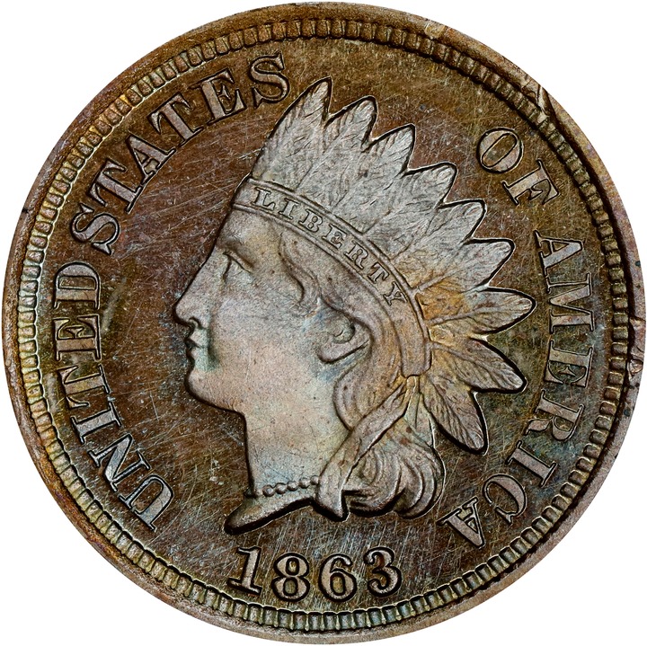 Image for 1863 P1c Bronze, J-299 PR BN PR66 BN CAC