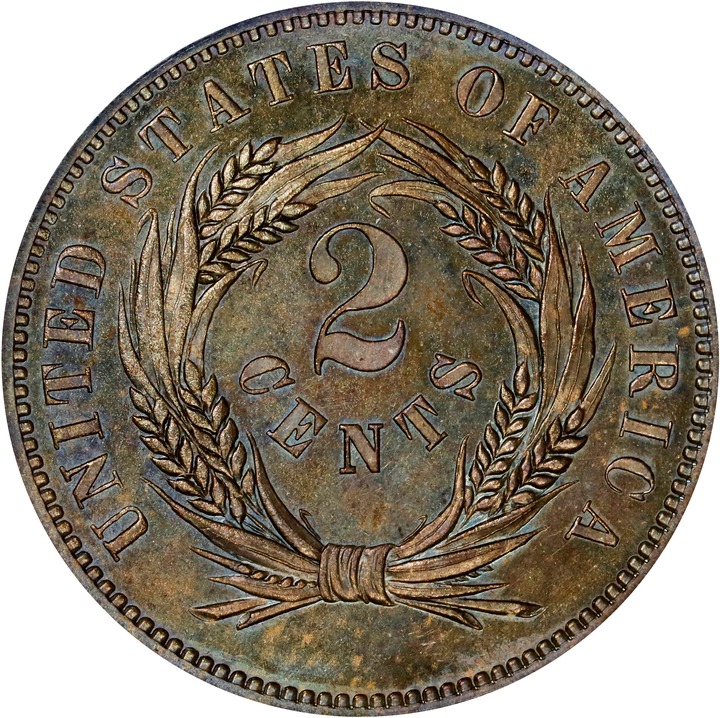 1863 P2c Bronze, J-312 PR BN PR66 BN thumbnail 2