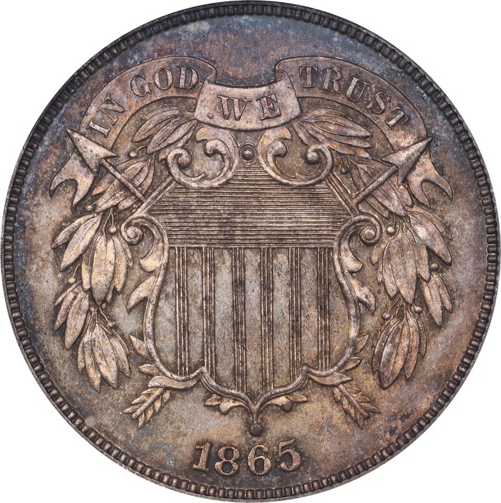 Image for 1865 P2c Copper, J-408 PR BN PR63 BN CAC