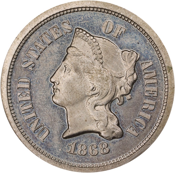 1868 P5c Nickel, J-623 PR thumbnail 3