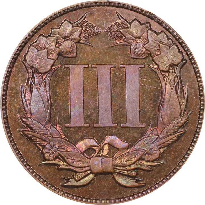 1868 P3c Copper, J-616 PR RB thumbnail 3