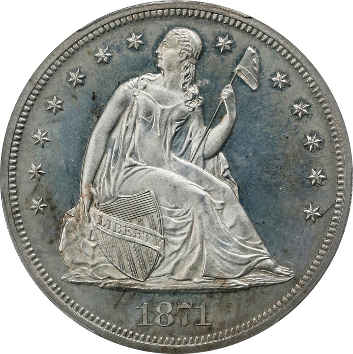Seated Liberty Dollar $1  Motto on Reverse, 1866-1873 PR CAM [Type] PR64 CAM CAC thumbnail 5
