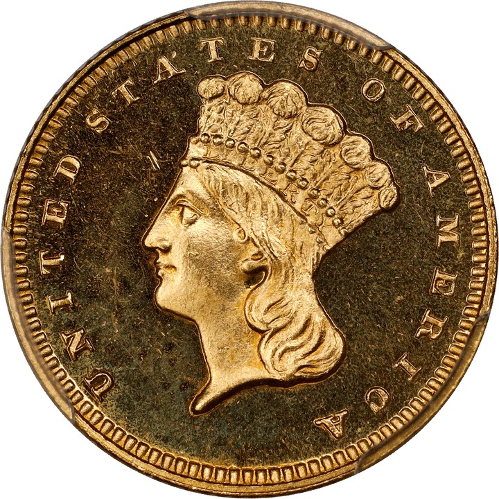 Liberty Gold Dollar G$1 Type 3, 1856-1889 PR CAM [Type] PR65 CAM thumbnail 7