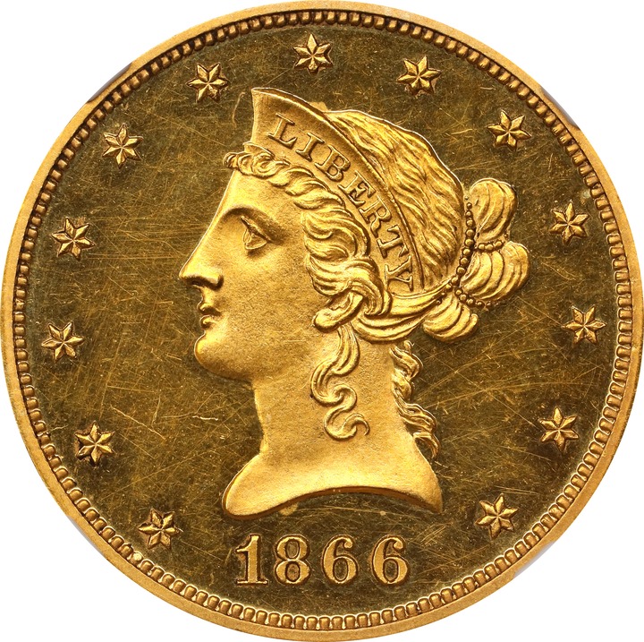 Image for Liberty Gold Eagle $10  Motto, 1866-1907 PR DCAM [Type] PR63 DCAM