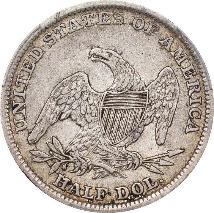 1838 50c Reeded Edge, GR-14 AG3 CAC thumbnail 2