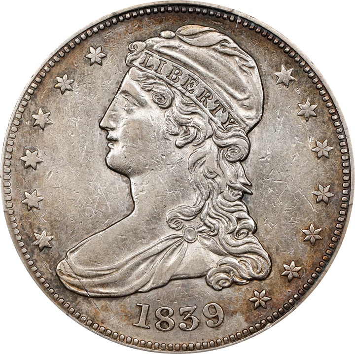 Image for 1839 50c Reeded Edge, Large Letters Reverse, GR-2 AG3 CAC