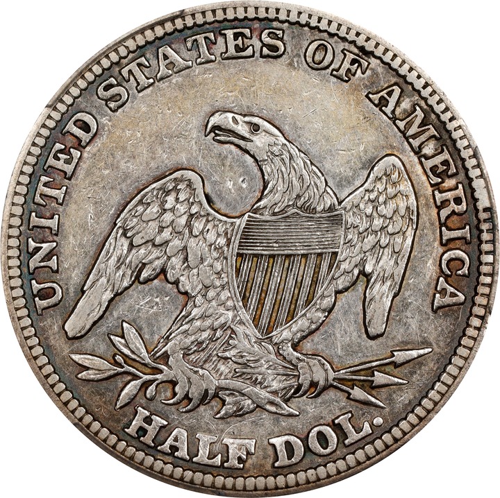 1839 50c Reeded Edge, Large Letters Reverse, GR-2 AG3 CAC thumbnail 2