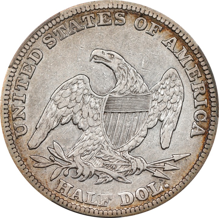 1839 50c Reeded Edge, Large Letters Reverse, GR-3 F15 thumbnail 2