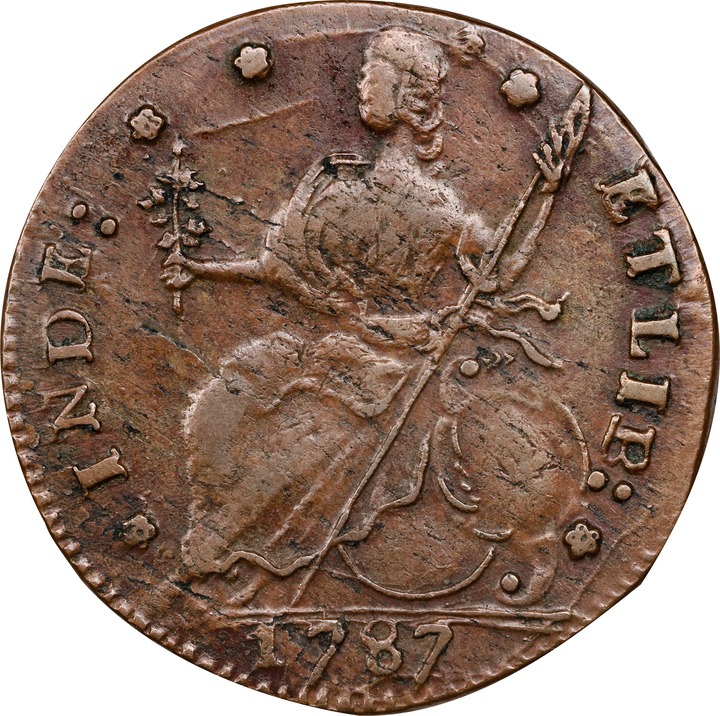 1787 Copper Connecticut, Draped Bust Left MS BN AU50 BN thumbnail 2