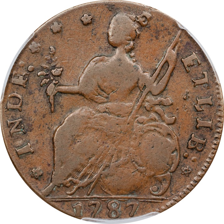 1787 Copper Connecticut, Draped Bust Left MS BN VF30 BN thumbnail 2