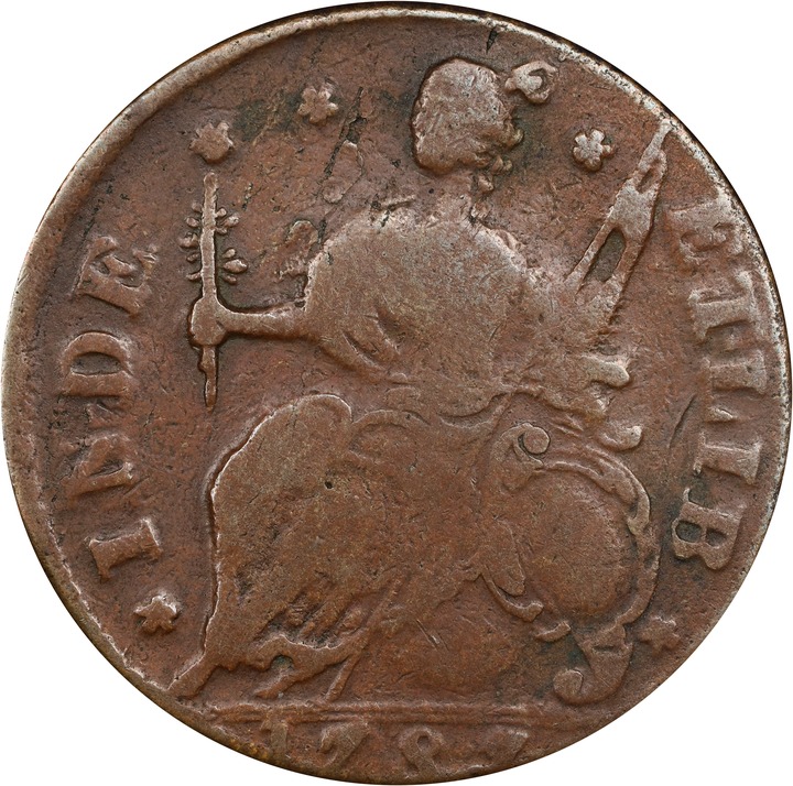 1787 Copper Connecticut, Draped Bust Left MS BN VF30 BN thumbnail 2