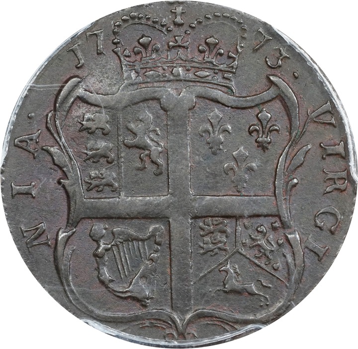1773 1/2 P Virginia, Period After GEORGIVS MS BN XF45 BN thumbnail 2