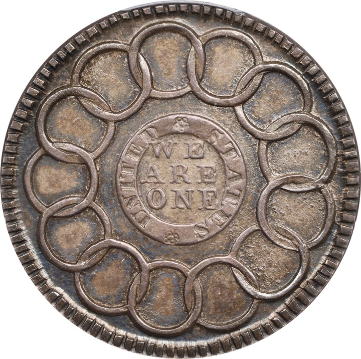1787 Fugio 1c New Haven Restrike, Silver MS63 thumbnail 2