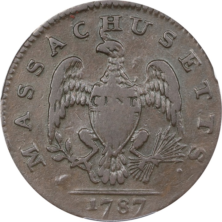 1787 Cent Massachusetts, Horned Eagle MS BN VG10 BN thumbnail 14