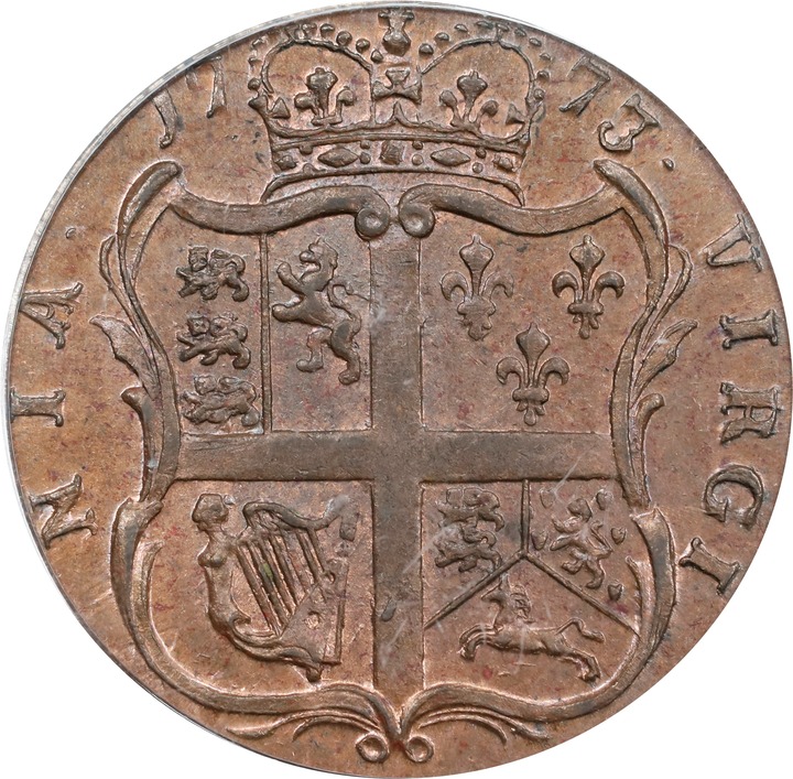 1773 1/2 P Virginia, Period After GEORGIVS MS BN MS64 BN thumbnail 2