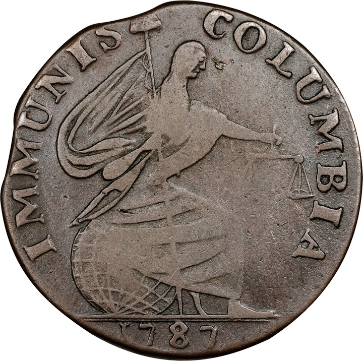 1787 Copper IMMUNIS COLUMBIA, Eagle Reverse, Plain Edge MS BN VF35 BN thumbnail 15