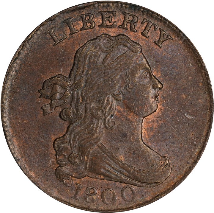 Draped Bust Half Cent 1/2c 1800-1808 MS RB [Type] MS65 RB thumbnail 15