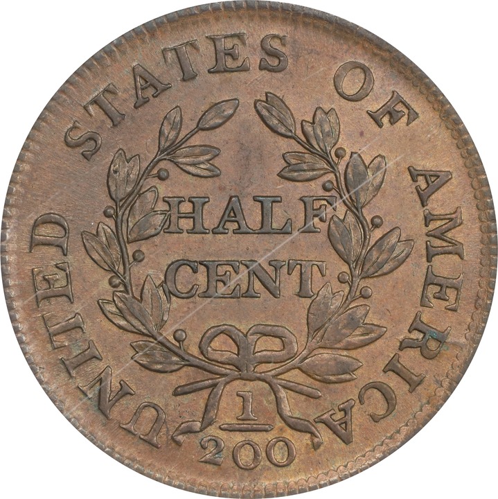 1804 1/2c Crosslet 4, Stems MS BN MS63 BN thumbnail 2