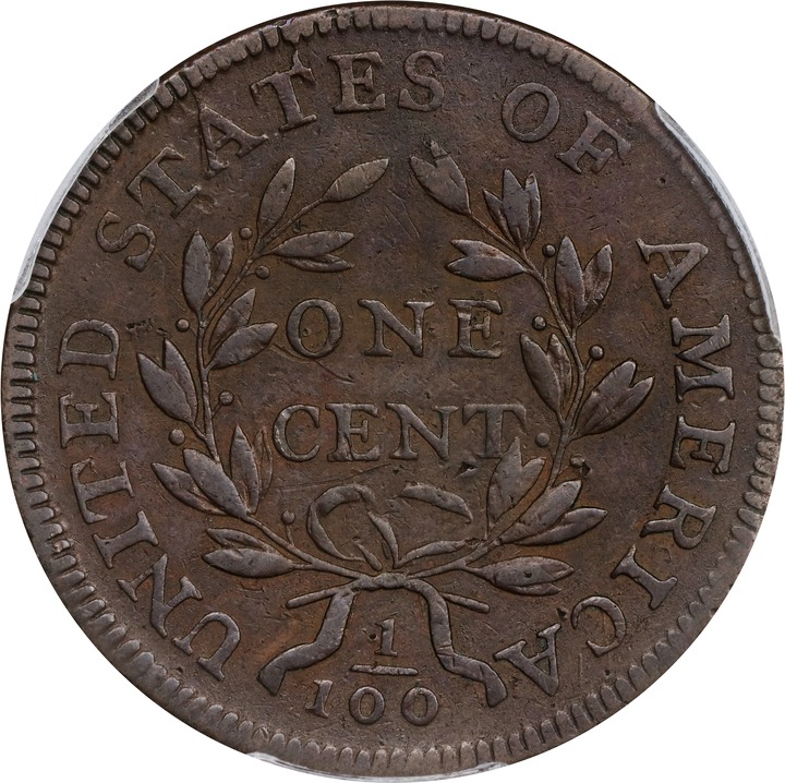 1796 1c Draped Bust, Reverse of 1797 MS RB thumbnail 9