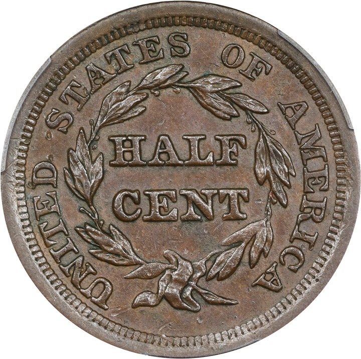 1857 1/2c MS BN AU55 BN thumbnail 2