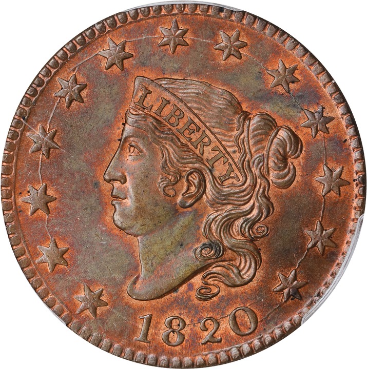 Image for 1820 1c Large Date MS RB MS65 RB CAC
