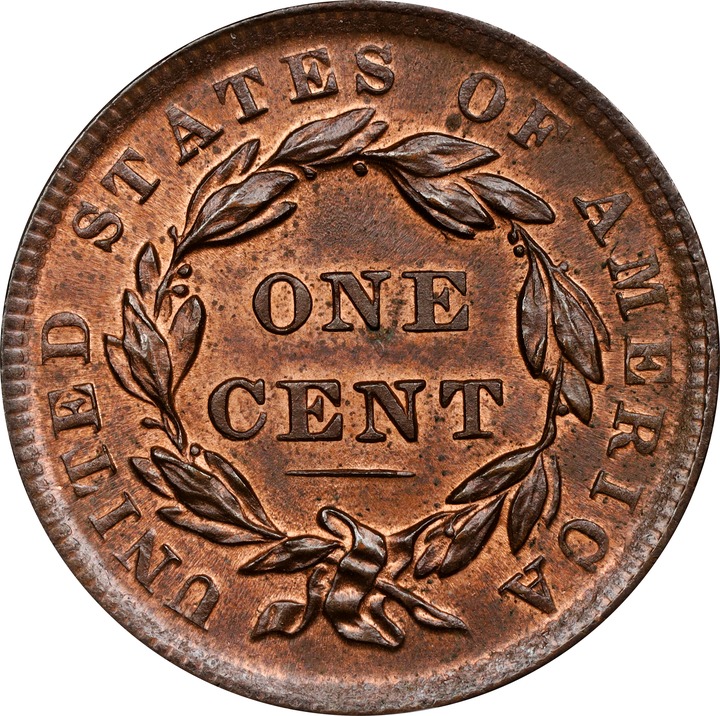 1839 1c Silly Head MS RB MS65 RB CAC thumbnail 2