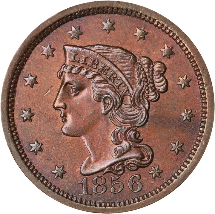 1856 1c Upright 5, N-10 MS RB thumbnail 4